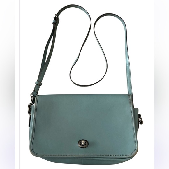 Coach Handbags - Coach 57325 Turnlock Crossbody in Glovetanned Leather - Cloud Blue